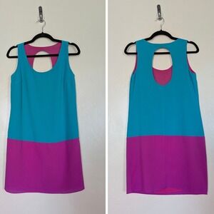 Ark & Co Colorblock Dress Size Small Blue‎ Magenta Sleeveless Shift Lined